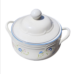 "Shades Crest" Genuine Stoneware With Lid Casserole Dish Floral